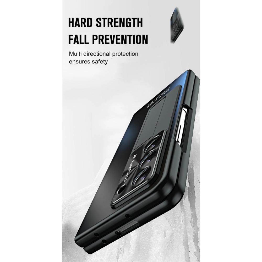 Electroplating Hard PC Shockproof Phone Cover for Samsung Galaxy Z Fold 6 5 4 3 Case with Tempered Glass Screen Protector Stand Holder