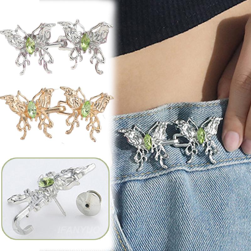 Butterfly Pant Waist Tightener Adjustable Waist Buckle Set Detachable Button Tightener Button Adjuster Buttons Pins For Jeans