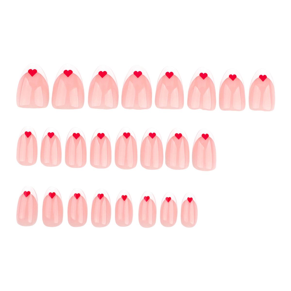 

24 шт. Червоне серце для друку на нігтях Акрилові накладні нігті у формі мигдалю Багаторазові червоні французькі наконечники Глянцеві червоні палички на нігтях для весілля до Дня святого Валентина B