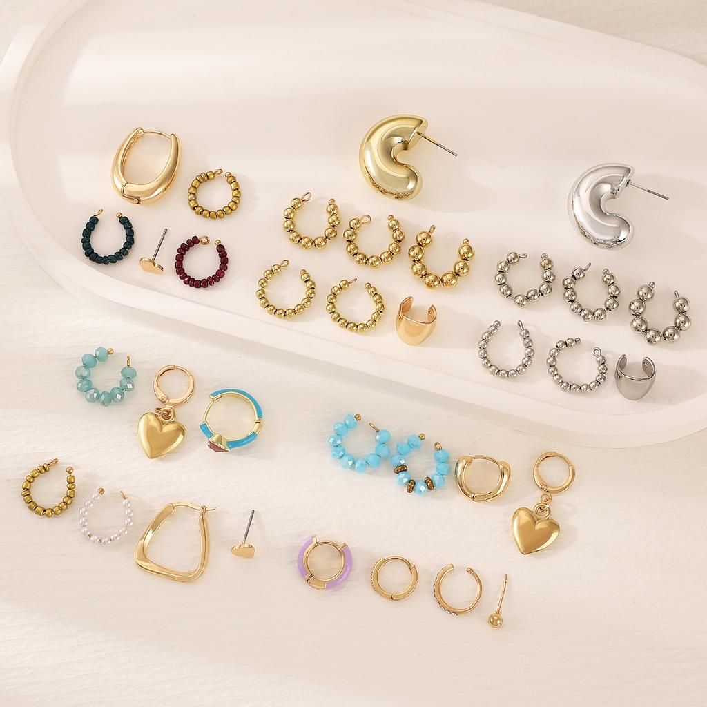 SHEIN New Suit Earrings Girls 2025 Simple No Ear Piercing Ear Clips Personalized Punk Internet Celebrity Combination Earrings
