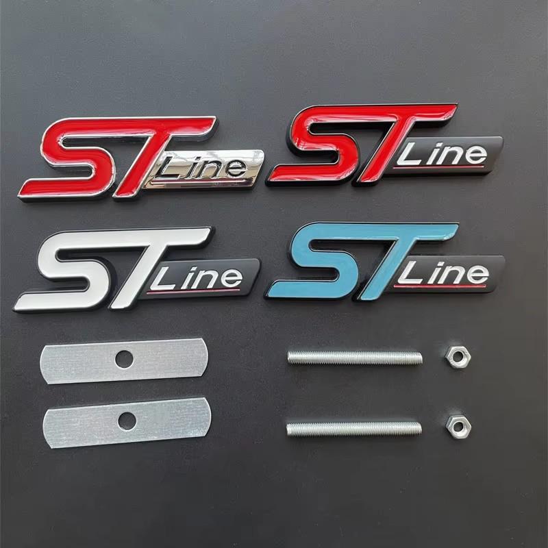 3D Metal ST Line Logo Car Front Grill Emblem Sticker Trunk Badge For Ford Kuga MK3 MK4 S Max Focus Puma Fiesta Accessories