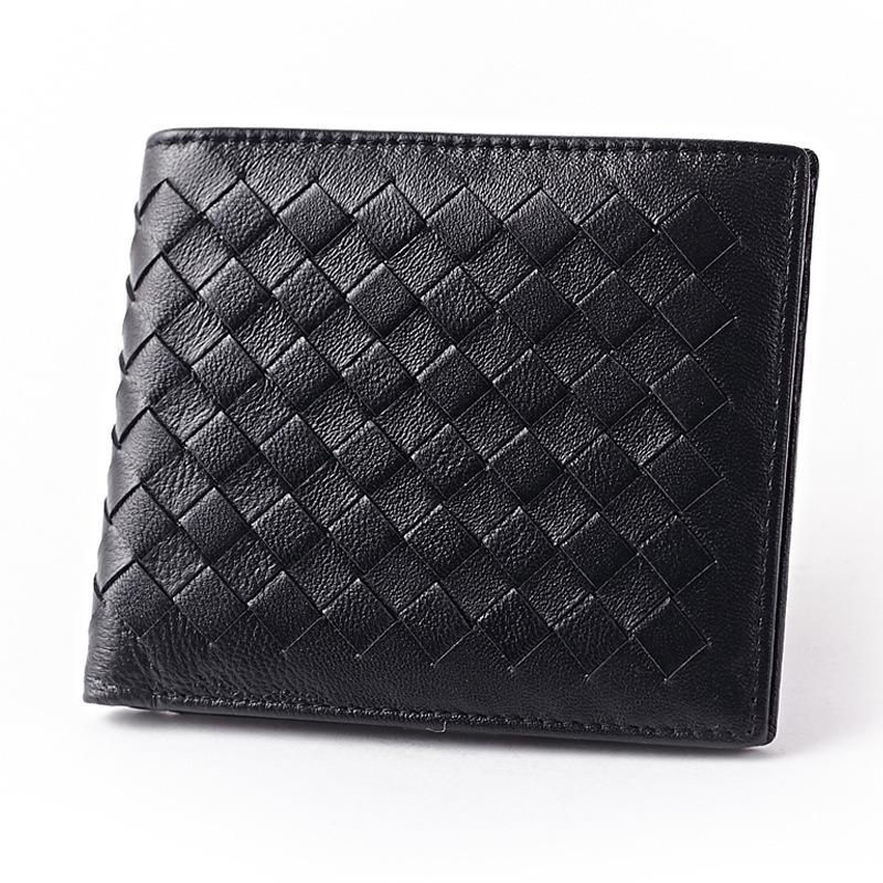Sheepskin Hand-woven Short Long Wallet New Leather Classic Business Men's Wallet Large Capacity Multi-Card Space