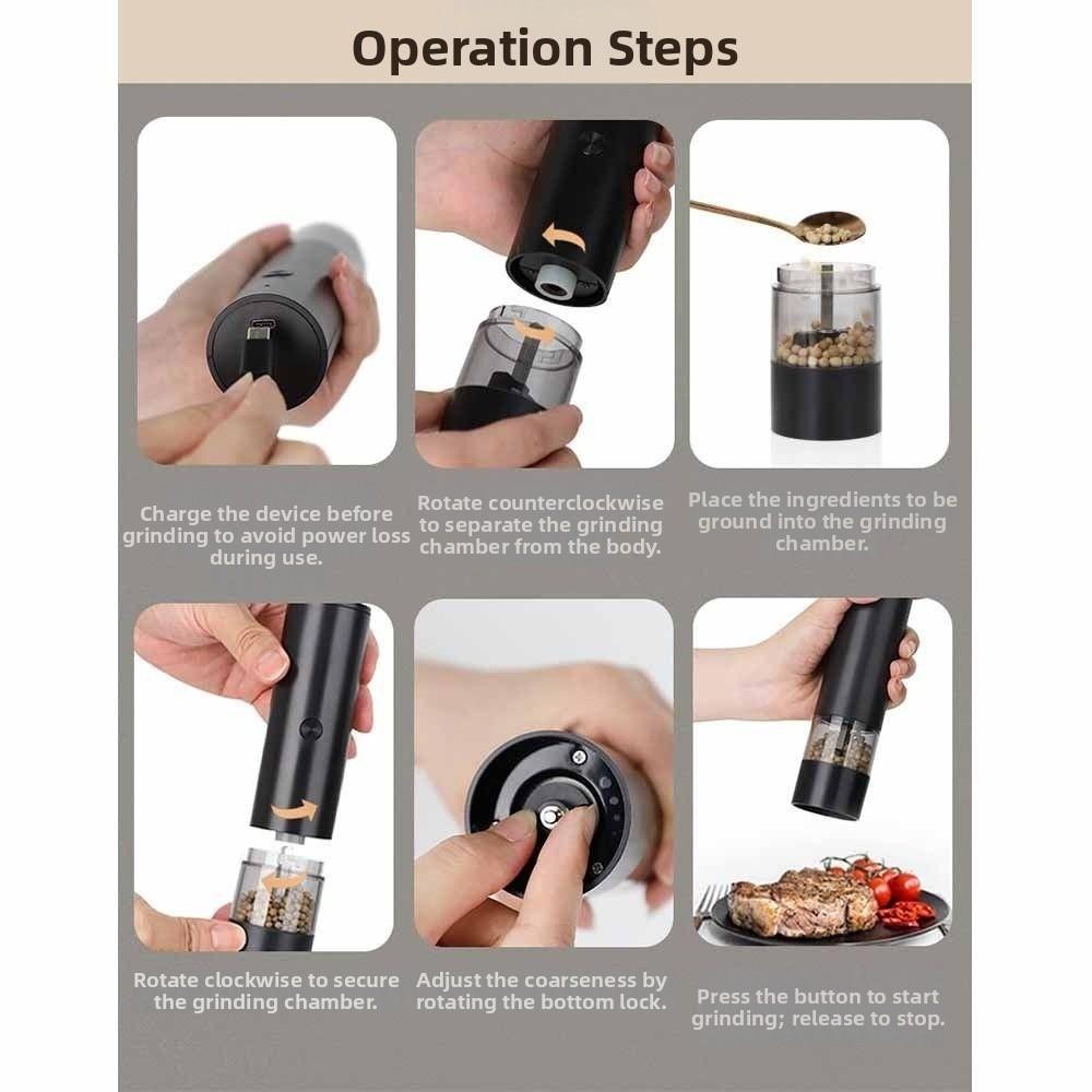 Ceramic Core Electric Salt  Grinder Adjustable Coarseness Spice Mill  Kitchen Tool