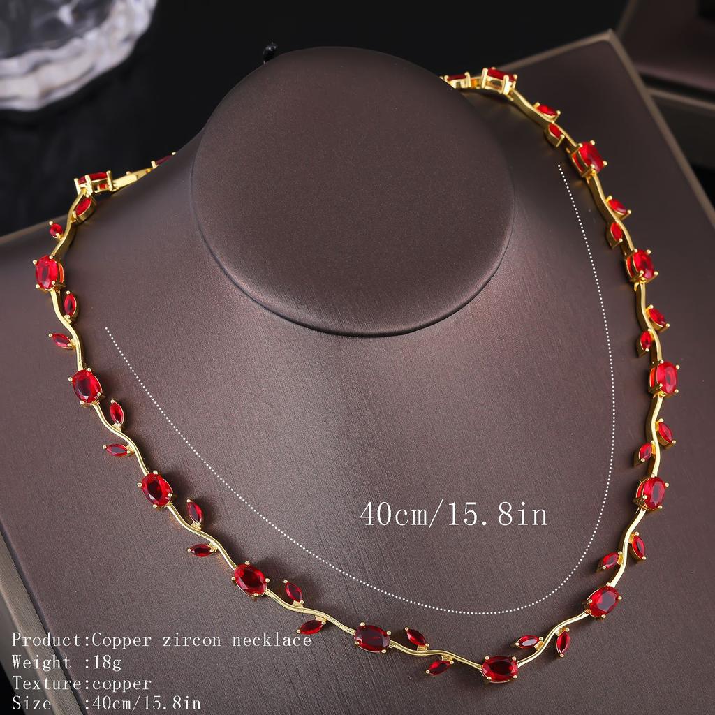 Copper Color Zircon Necklace Women Luxury Fashion Jewelry