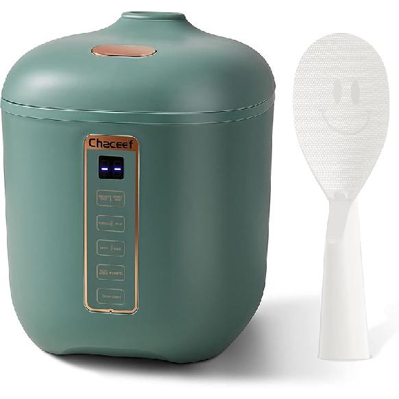 CHACEEF Mini Rice Cooker 2 Cups Uncooked, 1.2L Rice Cooker Small, Portable Non-Stick Small Travel Rice Maker, BPA Free, Smart Control Multifunction 1.2L