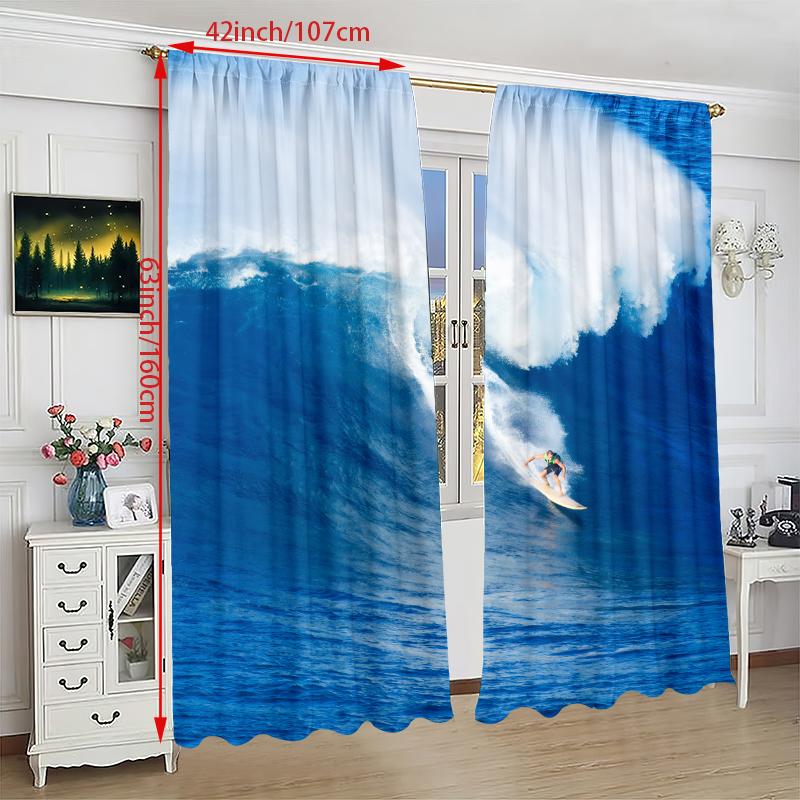 Sea surfing tuya- Printed curtain - Polyester material - suitable for home - Bedroom curtain and living room decoration