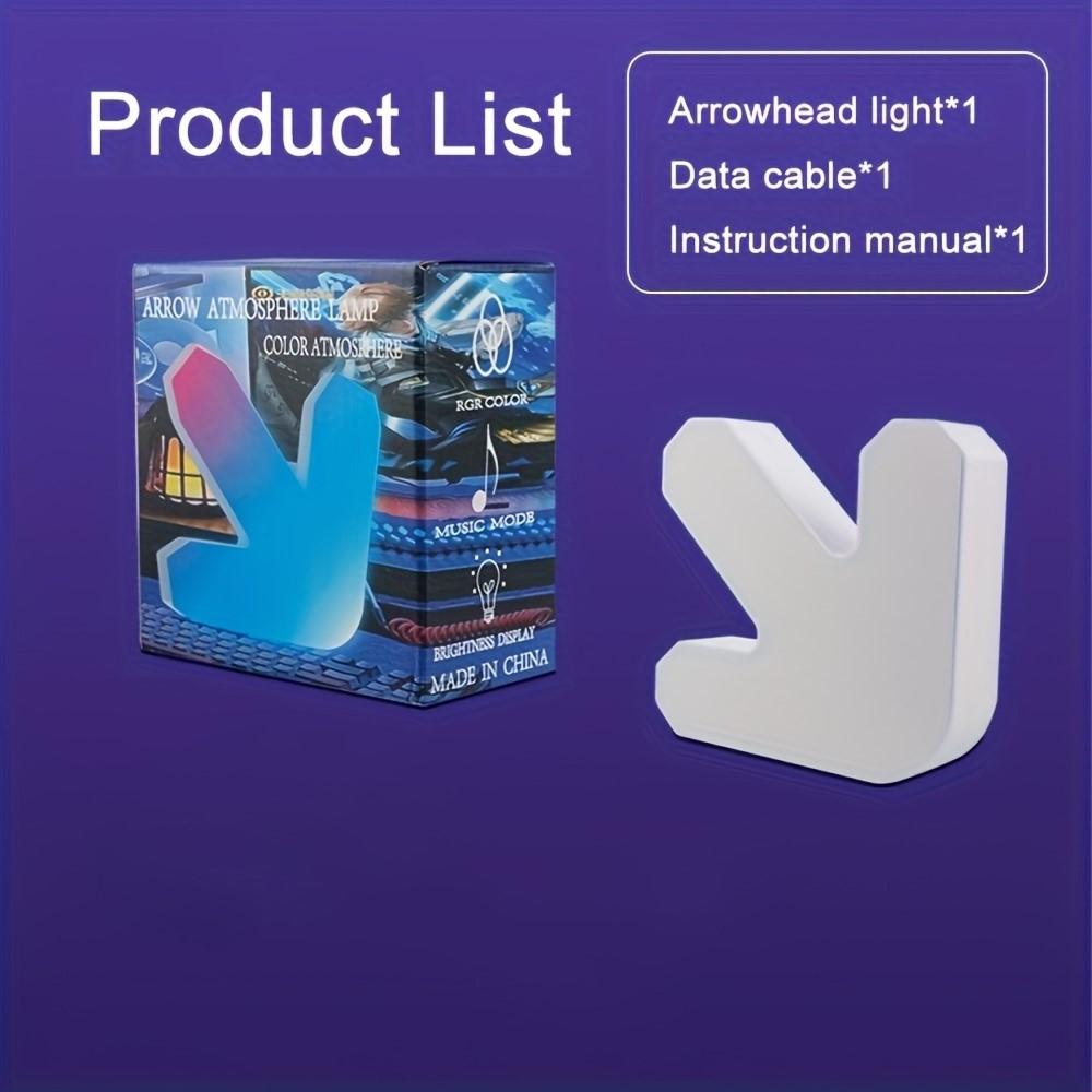 

RGB Светодиодная стрелка USB-подсветка с управлением через приложение, DIY, функция синхронизации с музыкой, светодиодные световые эффекты, окружающее освещение для игровой комнаты, настольный декор