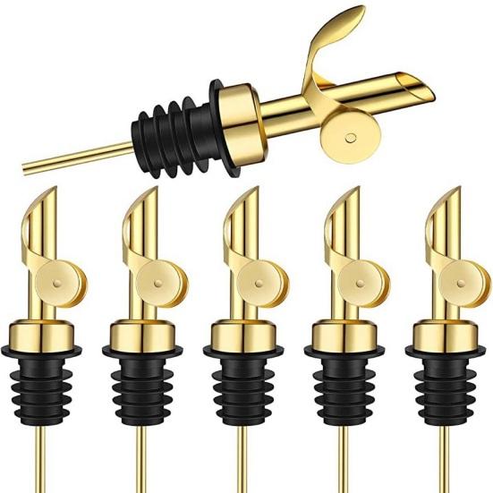 Stainless Steel Auto Wine Pourer Coffee Syrup Dispenser Gravity Flipping Dust Lid Olive Oil Liquor Bottles Metal Pour Spout