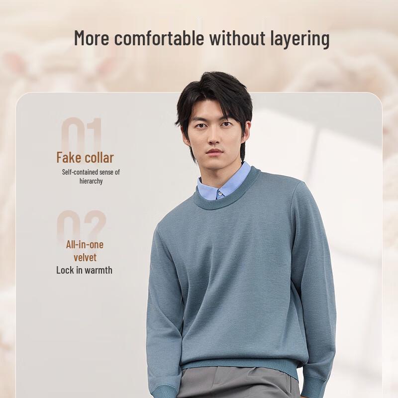 

Men s Faux Two-Piece Fleece-Lined Wool Blend Sweater XL