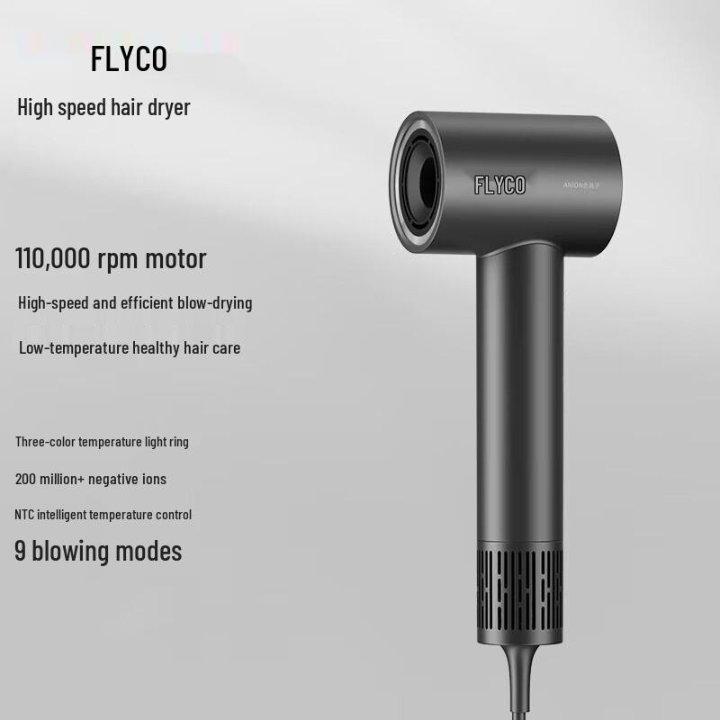 FLYCO FH6370 High-Speed Negative Ion Hair Dryer CN plug (adapter included)