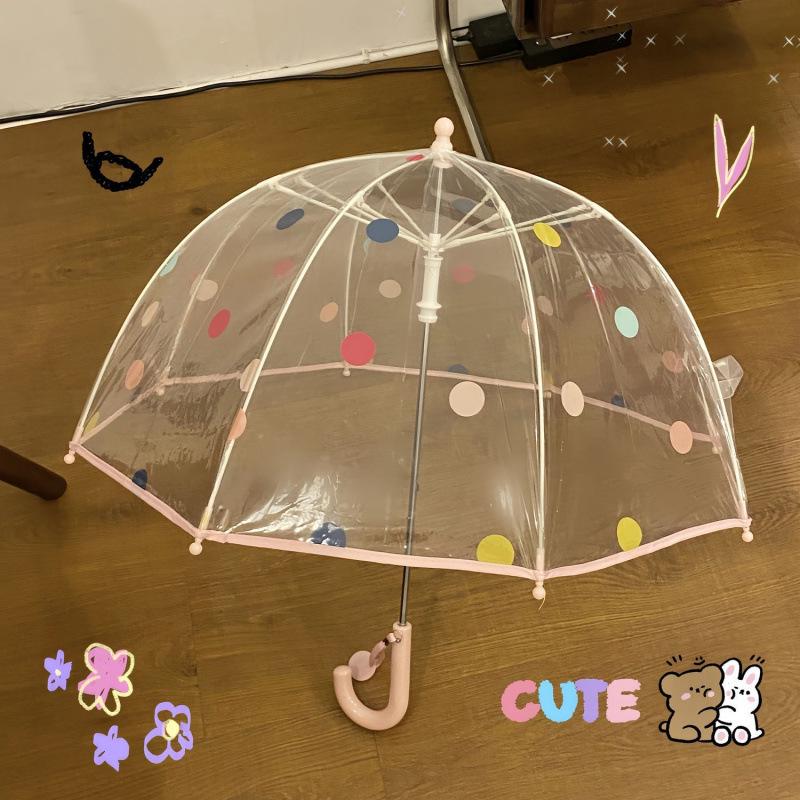 Ombrello Trasparente Manico Lungo Unicorno per Bambini - Carino Design Cartoon per l'Asilo
