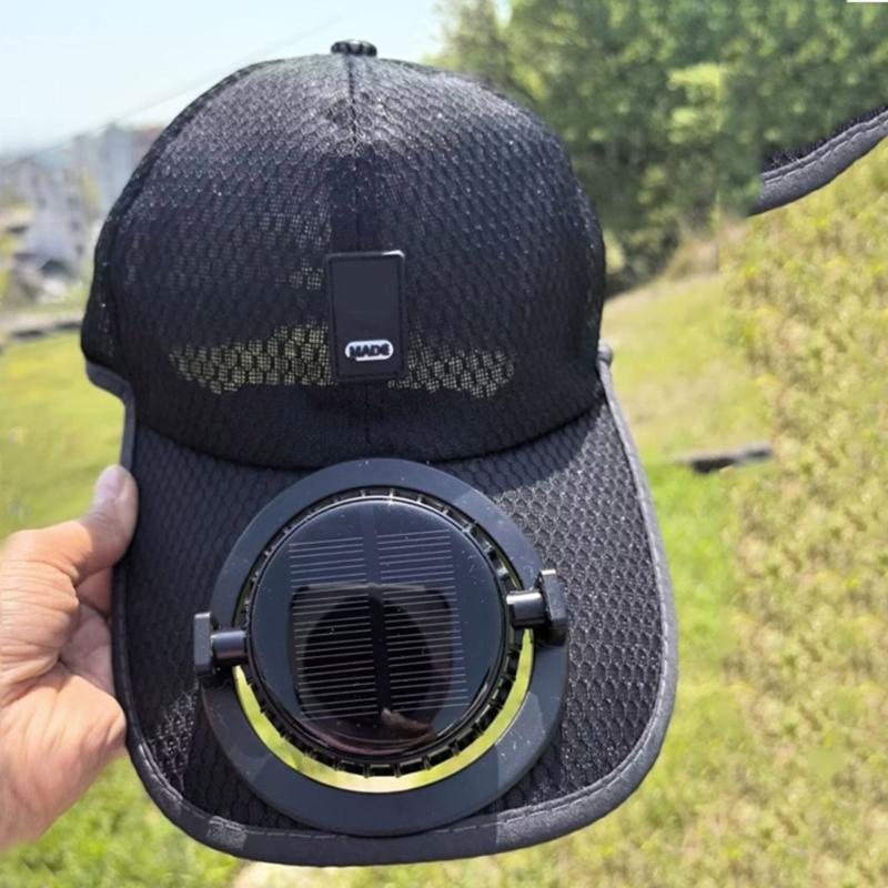 Solar Powered Cooling Fan Hat With USB Charging For Outdoor Activities 600mAh Rechargeable Adjustable Ventilated Sun Hat