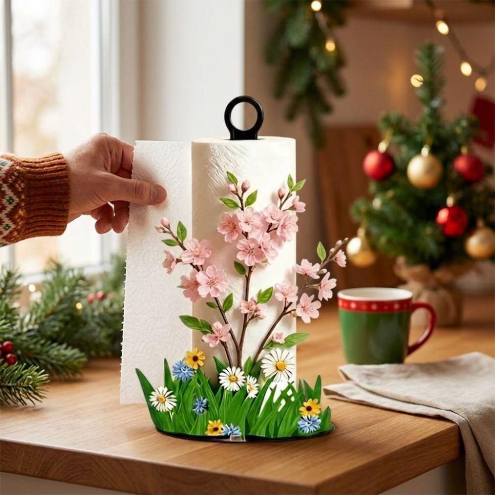 Freestanding Christmas Paper Towel Holder Acrylic Wood Base Kitchen Roll Dispenser Living Room
