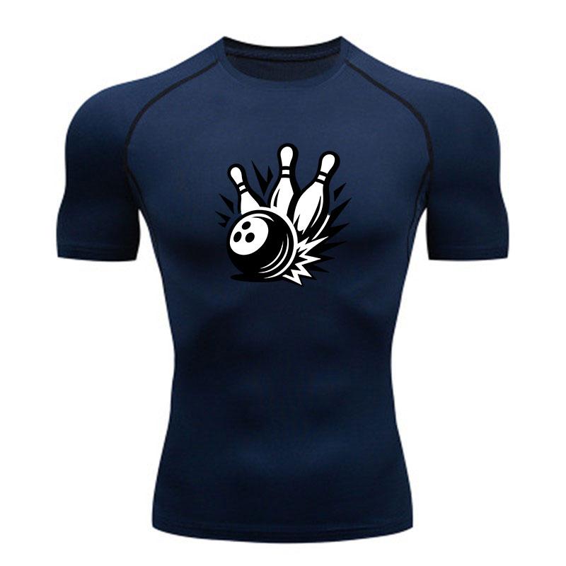 Men's Compression Athletic T-Shirt, Bowling Ball Pins Crash