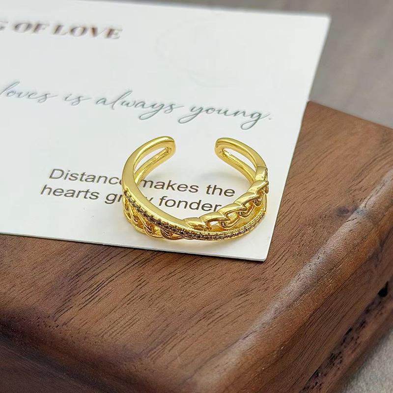 Flowers Like Brocade Medieval Vintage Court Style Light Luxury Temperament Zir*****Pen Ring Niche Design Ring