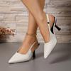 Fashion 2025 Summer New Women's Slingbacks High Heels Pointed Toe Thin Heels Plus Size Slip On Shallow Pumps for Fashion Dress Sandals