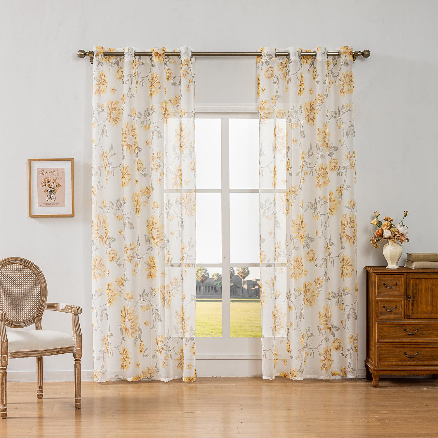 

Green Leaf Sheer Curtains, Breathable Polyester Fabric, Soft and Elegant Privacy Drapes for Living Room and Bedroom Decor 100*135CM