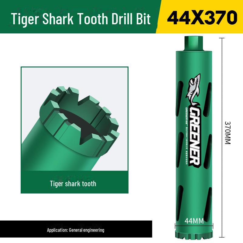 

Green Forest Dual-Purpose Water Drill Bit for Wet/Dry Concrete – Quick Air Conditioning Hole Opener. 44*370mm, Tiger Shark Teeth Integrated Dry Drill