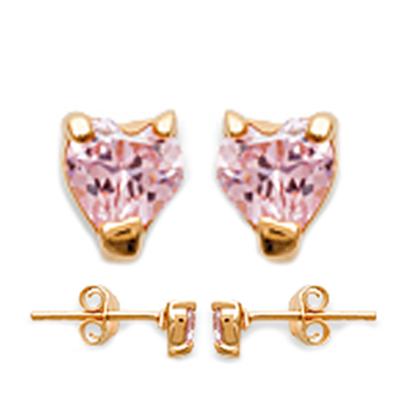 [D7982] - Gold Plated Earrings 'Coeur Essentiel' Rose Gold - 3 Mm