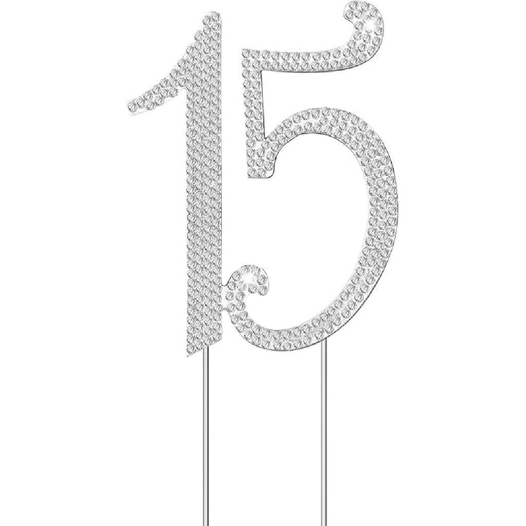 VALICLUD Rhinestone Cake Topper for Birthday Anniversary Elegant Silver Decoration Reusable for Parties and Celebrations