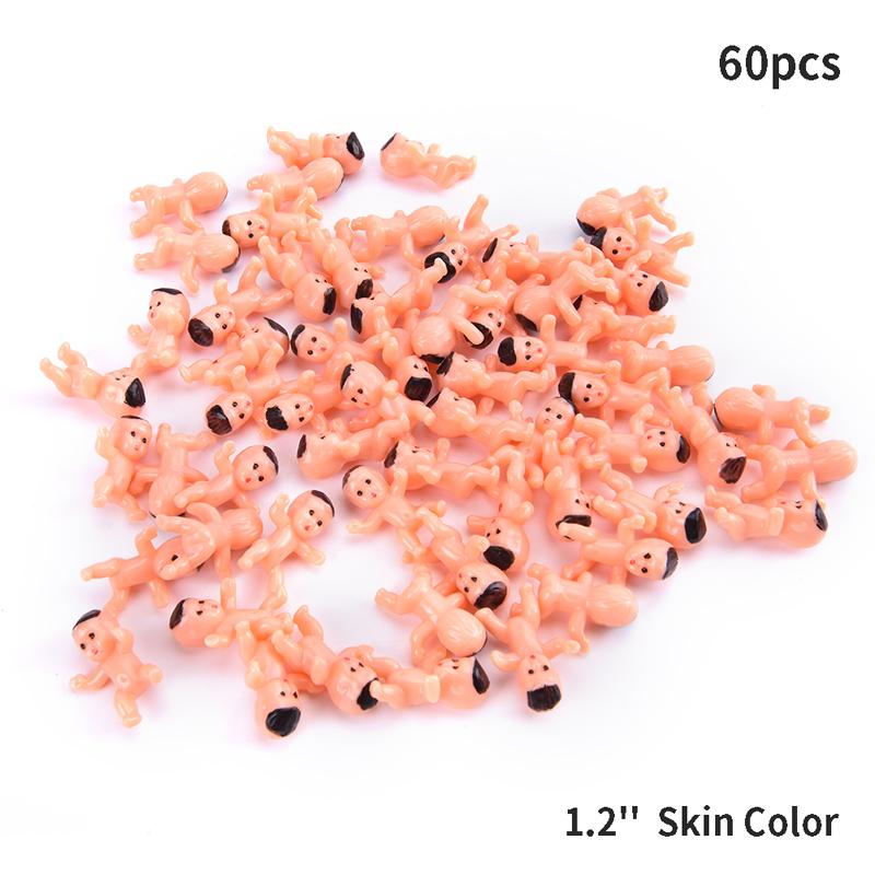 60Pcs High Quality 1/1.2inch Mini Plastic Baby Doll Kids Toys Doll Accessories 10Colors