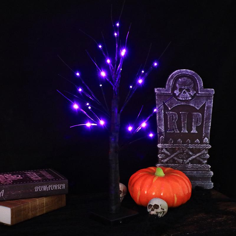 Purple Halloween LED Tree Lights for Home & Living Room Decoration - Ghost Festival Branch Lights