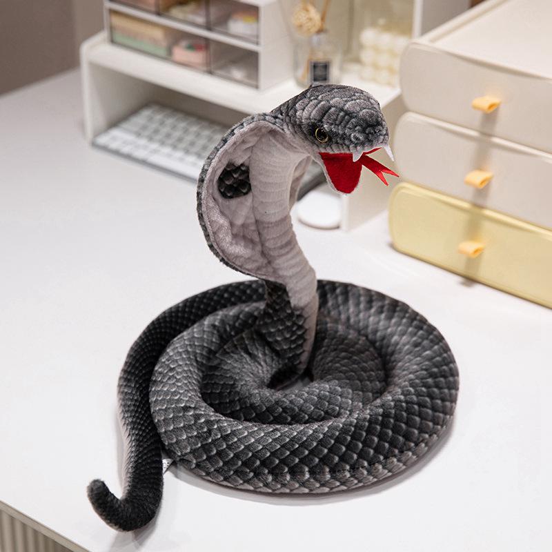 Realistic Cobra Plush Snake Toy - Stuffed Anaconda Prank Gift for Boys