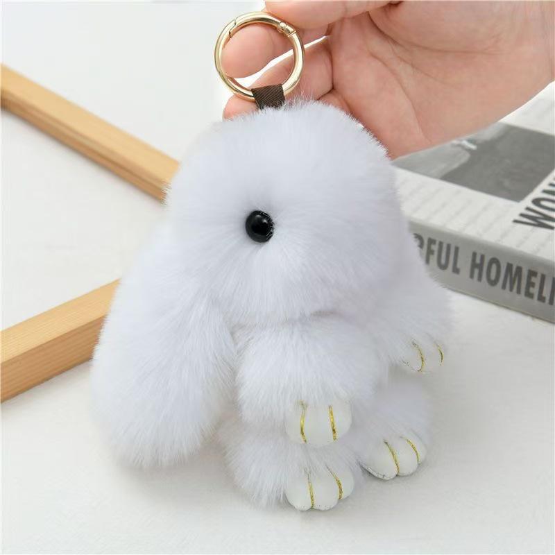 Plush Rabbit Fur Keychain: Cute Rabbit Ornament & Phone Charm