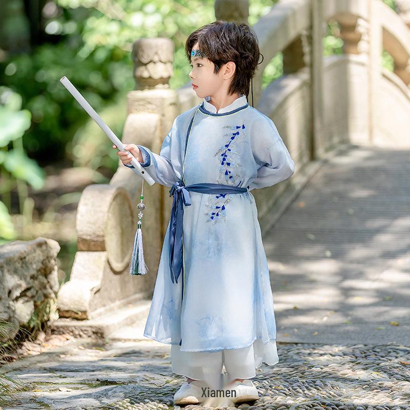 Herbst Kinder Hanfu: Antikes Tang-Stil Langarm Jungen-Gewand-Set
