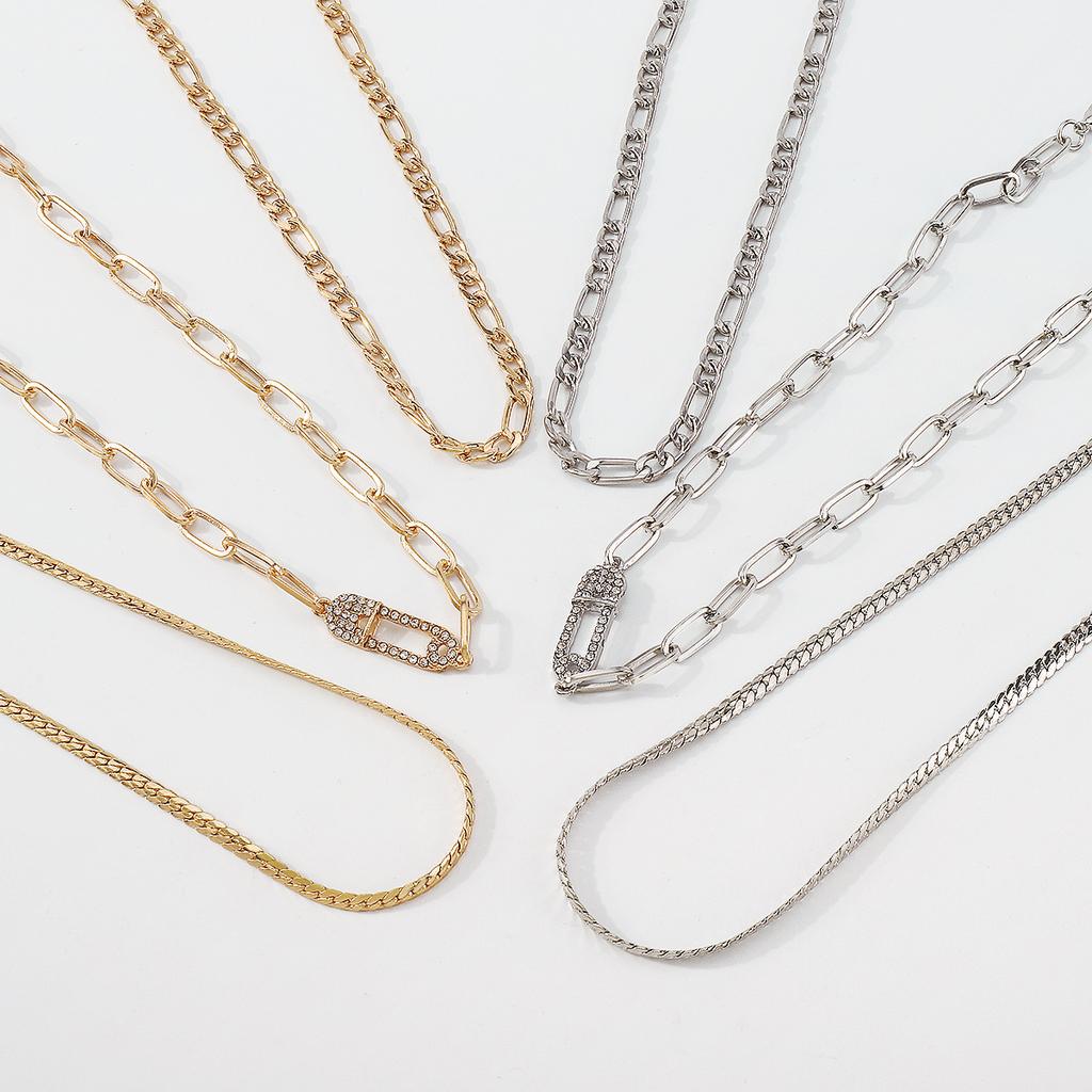 Women European Jewelry Layered Multi-Layer Micro-Set Pin Fashion Choker Personality Retro Exaggerated Necklace Jewelry