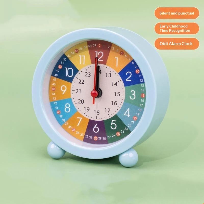Children Time Teaching Early Learning Desktop Alarm Clock Silent Wake Up for Bedroom Living Room Daily Use