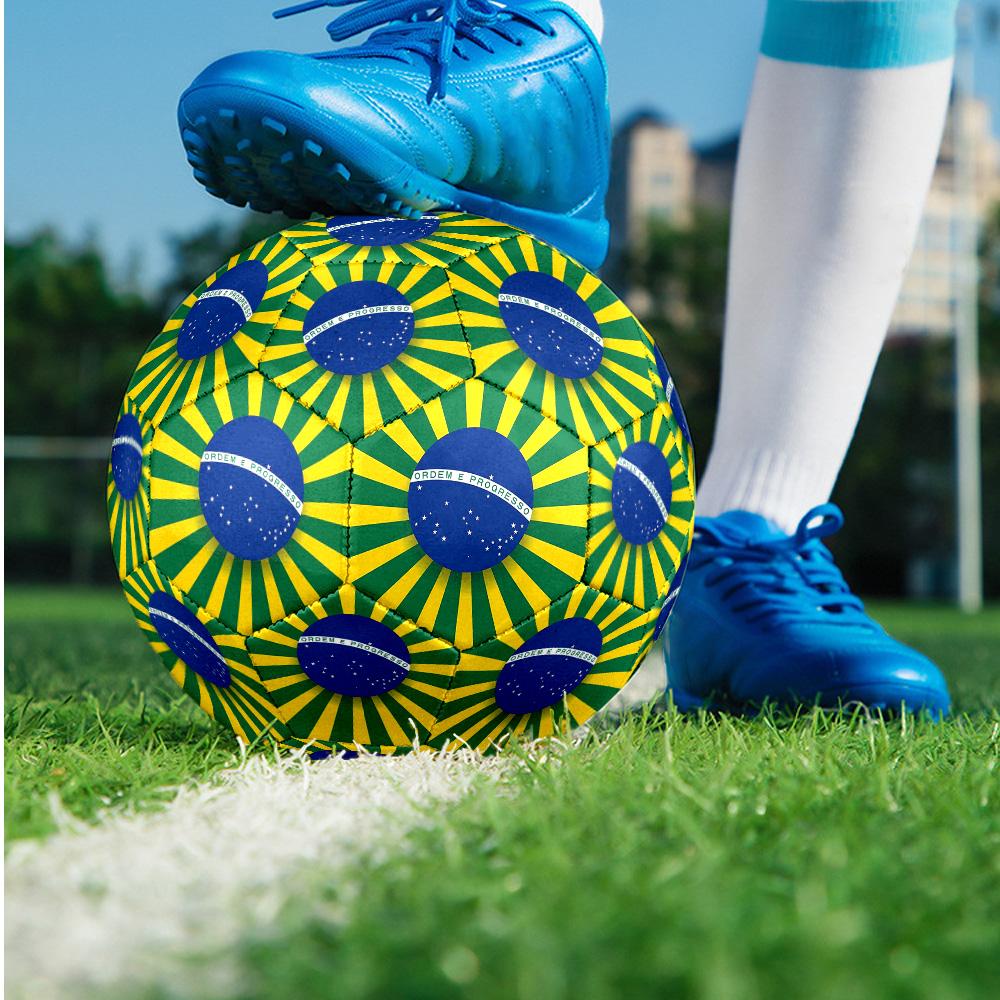 Brazil National Football Team Theme Soccer Ball Size 5 Soccer Ball Soft Touch Professional Training Football for Outdoor Sports