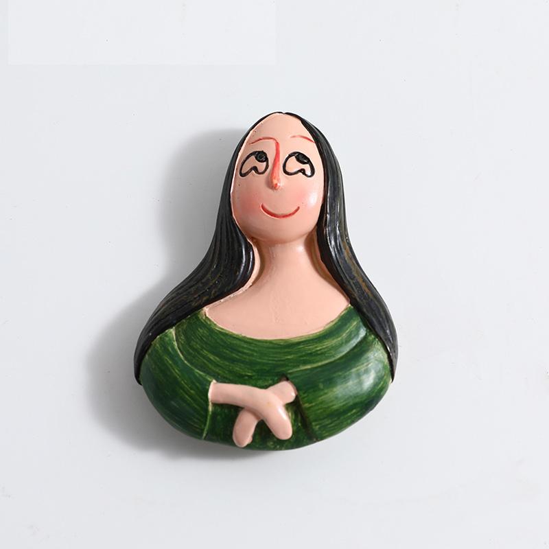 Refrigerator Paste Magnetic Decoration 3d Magnetic Fridge Magnet Cartoon Van Gogh Mona Lisa Spanish Girl World Tourism Souvenirs