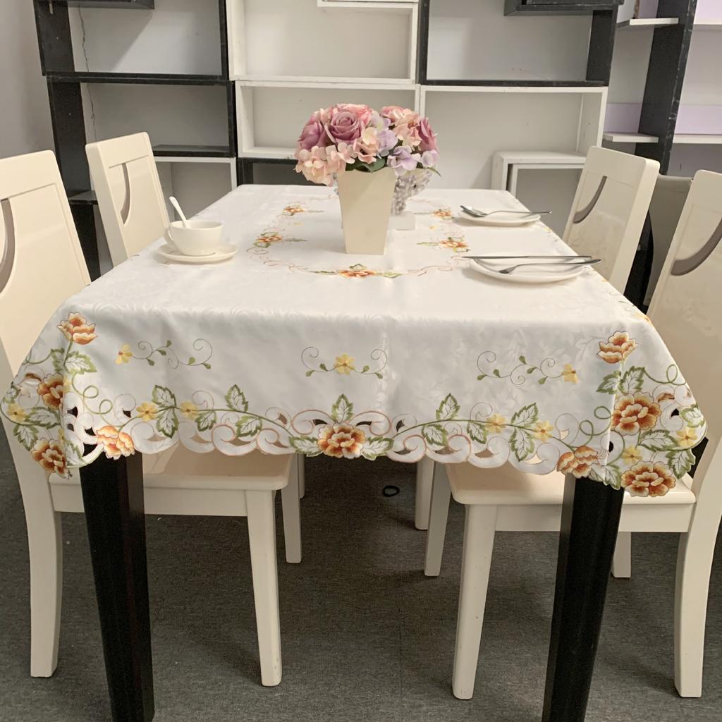 European Pastoral Embroidered Tablecloth Rectangular Dining Table Mat Polyester Embroidered Fabric Coffee Table Tablecloth