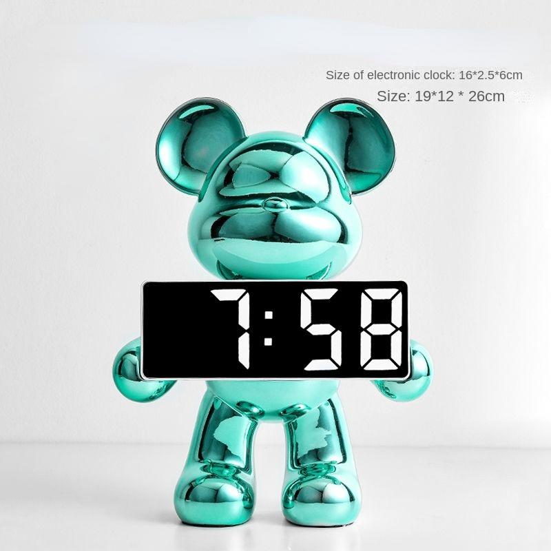 Light Luxury Creative Violent Bear Clock Ornament Entrance Living Room Decoration Wine Cabinet TV Cabinet Home Decor Crafts