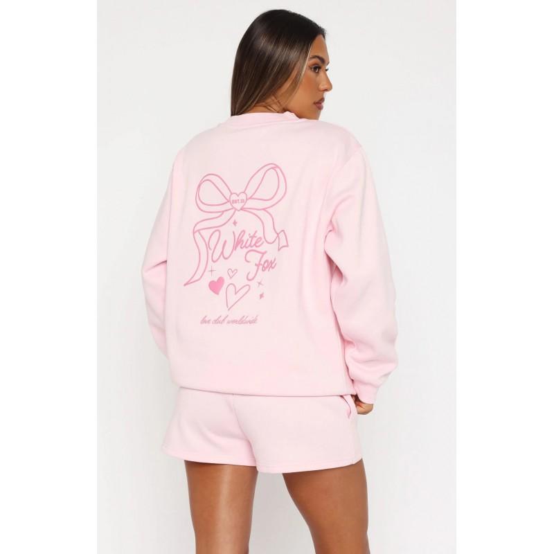 2026 Womens Long Sleeve Sweatshirt Bow Print Loose Fit Casual Top