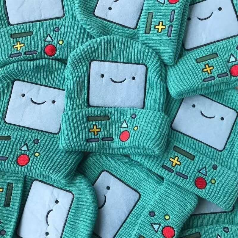 Autumn Winter Hat Retro Game Console Cartoon Warm Beanies Hat Multicolor Fashion Thick Warm Beanie Hats Women Solid Adult Cover Head Cap