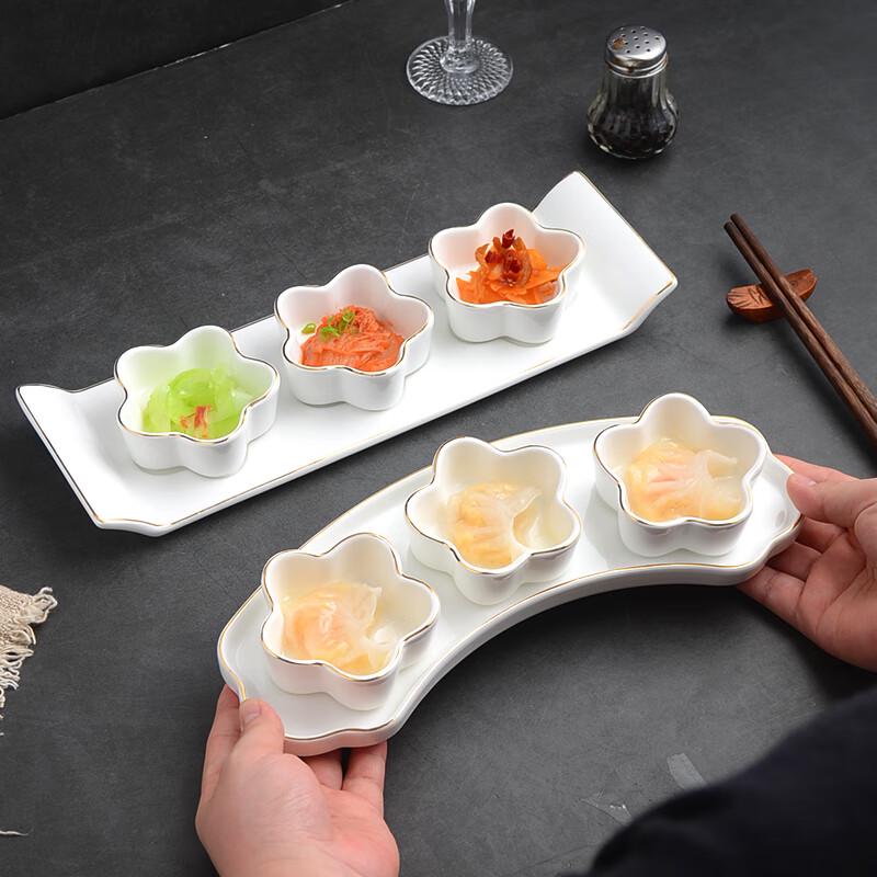 Ceramic Three-Compartment Dipping & Snack Dish