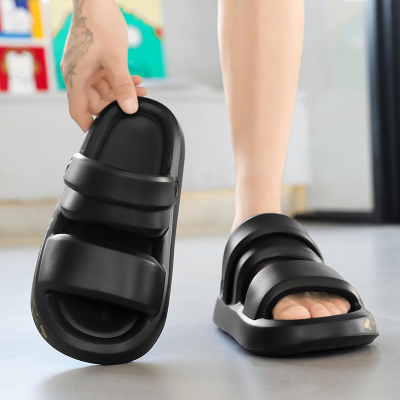 Fashion Beach Outdoor Men's Large-sized Casual New Letter Pattern Design Summer Quick-drying Soft Ultra-light Anti-slip Slippers