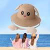 Rabbit Ear Sunshade Straw Hat Trendy Sun Protection Portable Sunscreen Hat for Parties Vocations Fancy Dress Short Trips Spring