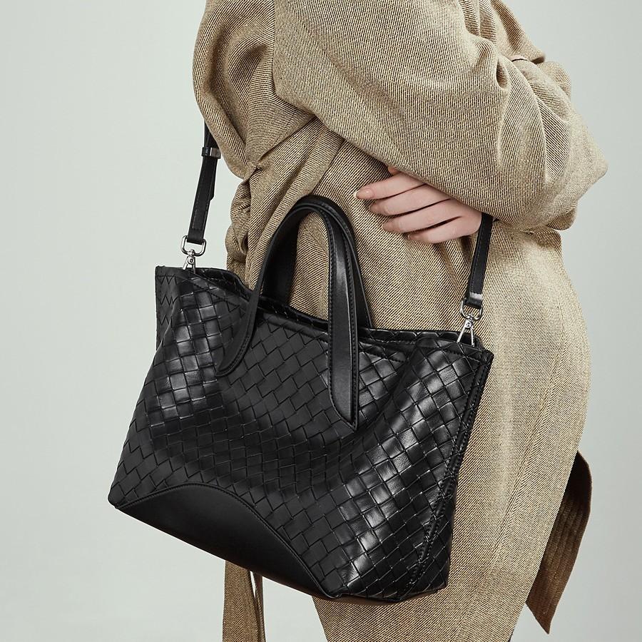 Leather Design Woven Tote Bag Women'S Commuter Versatile Large-Capacity Portable Oblique Span Bag