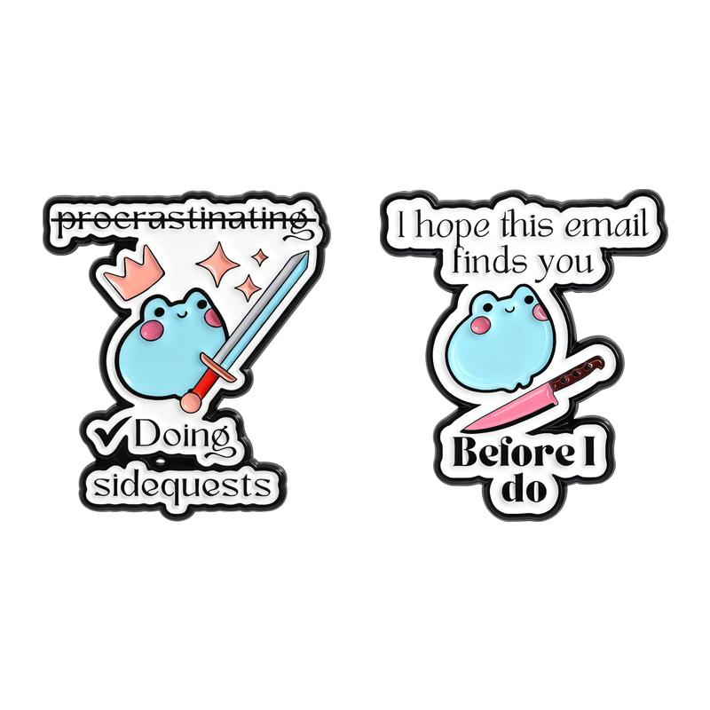 Süße Frosch Emaille Anstecknadeln Ich hoffe, diese E-Mail erreicht Sie vor mir Anstecknadeln Anstecker Cartoon Tier Schmuck Geschenk für Freunde
