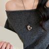 Sturdy Alloy and Resin Leopard Heart Pendant Necklace Fashion Accessory for Women and Men Silver Long Chain Jewelry
