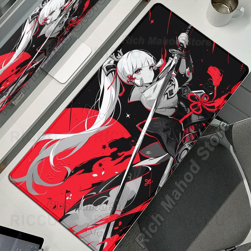 Cute Anime Girl XXL Desk Mat Genshin Impact Kamisato Ayaka Mouse Pad Gaming Keyboard Mousepad PC Accessories HD E-Sports Playpad
