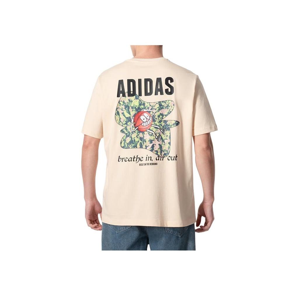 Adidas Anime Print Regular Sleeve Crew Neck T-shirt Men Tops Cinnamon-Pink JI7525