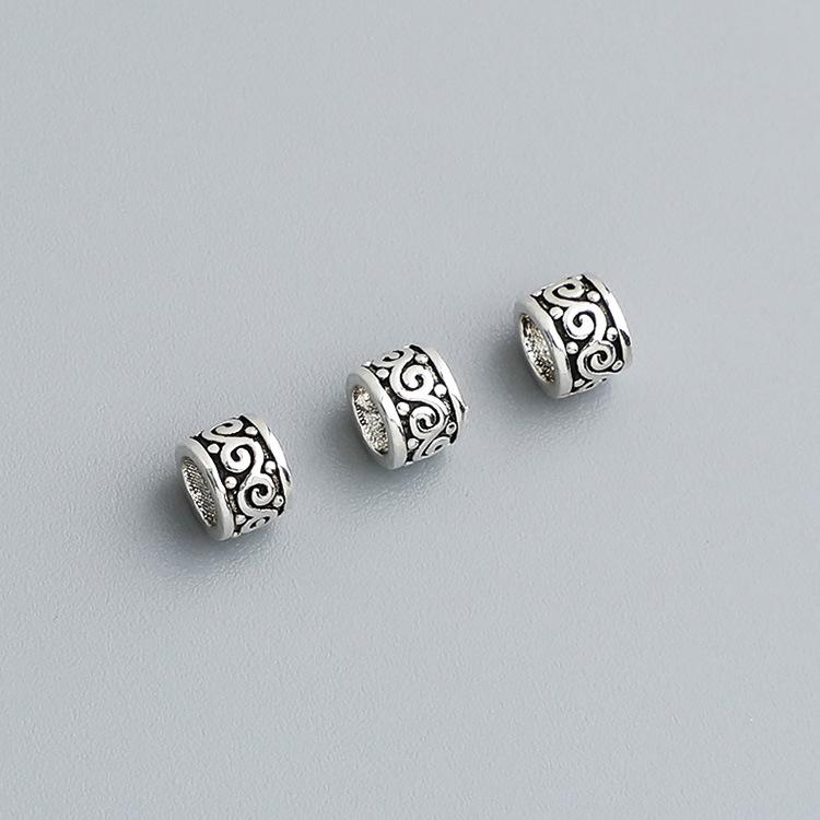 S925 Sterling Silver Cloud Pattern Barrel & Wheel Beads for DIY Jewelry Bracelet Necklace Spacer Accessories