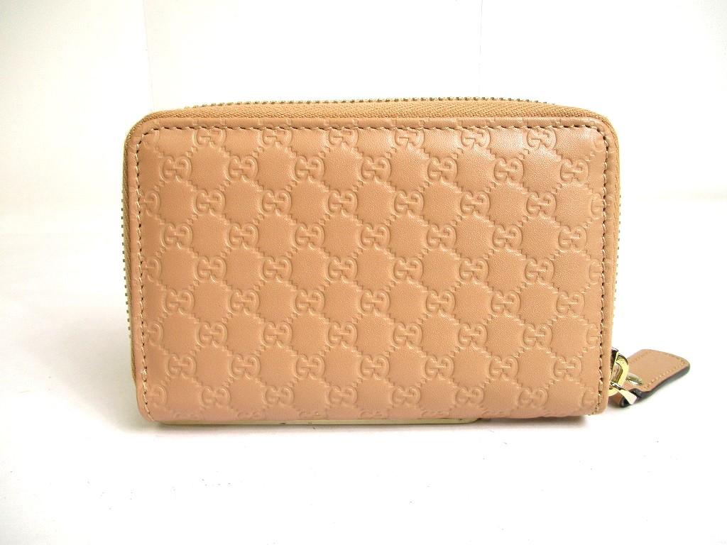 Authentic GUCCI Micro Guccissima Beige Leather Round Zip Coin Purse #a375   Refurbished