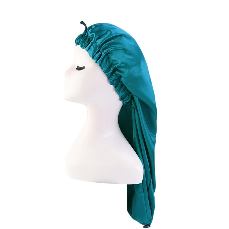 Satin Nightcap, Elastic Buckle Long Tube Hair Care Cap, Dual-Purpose Long Hair Cap, Shower Cap, Headscarf Hat