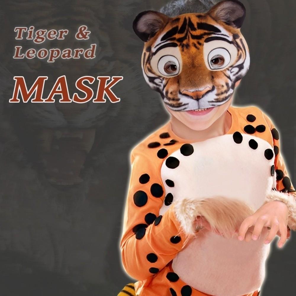 Half Face Animal Mask EVA Tiger Plush Mask Cute Halloween Mask  Carnival
