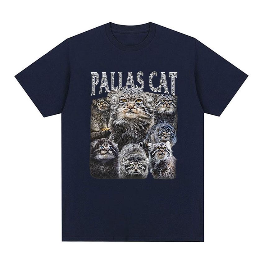 Vintage Pallas Cat Funny Meme Tee Shirt Men Women Fashion Cotton Short Sleeve T-shirt Cute Clothing Harajuku Oversized T Shirts